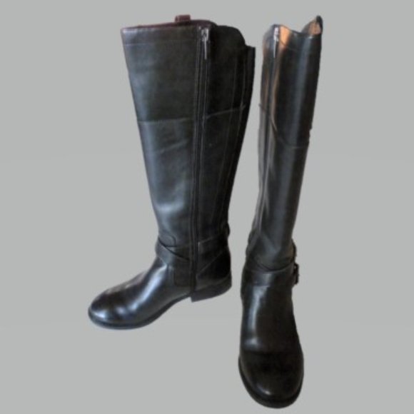 Marc Fisher 5M Black Tall Riding Boot with Buckle - Picture 1 of 6